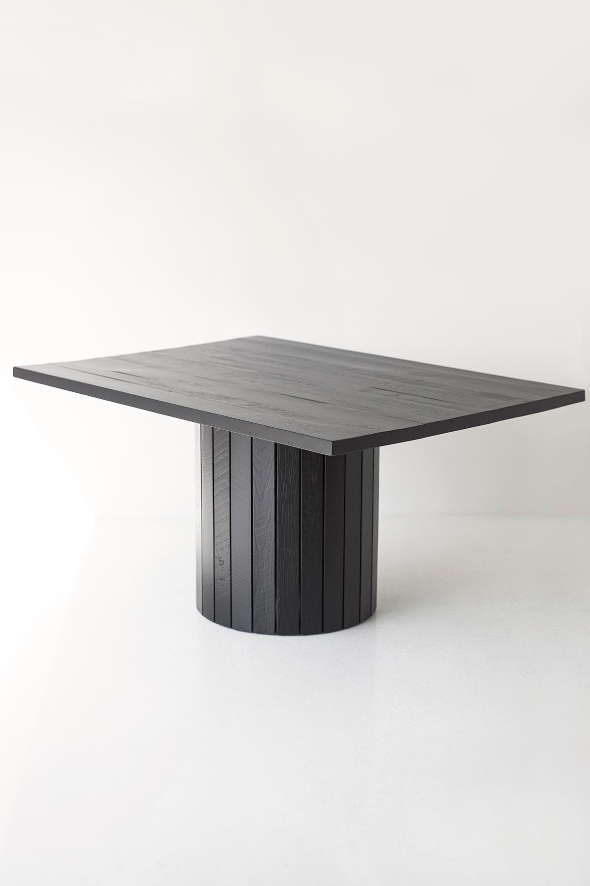 Moderne Table Bertu, Bellhop Table de salle à manger en bois récupéré, Black Reclaimed Wood en vente