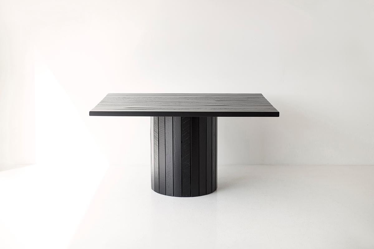 Table Bertu, Bellhop Table de salle à manger en bois récupéré, Black Reclaimed Wood en vente 1