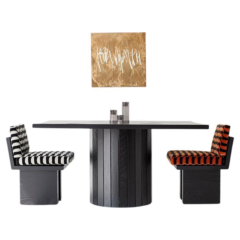 Bertu Table, Bellhop Reclaimed Wood Dining Table, Black Reclaimed Wood