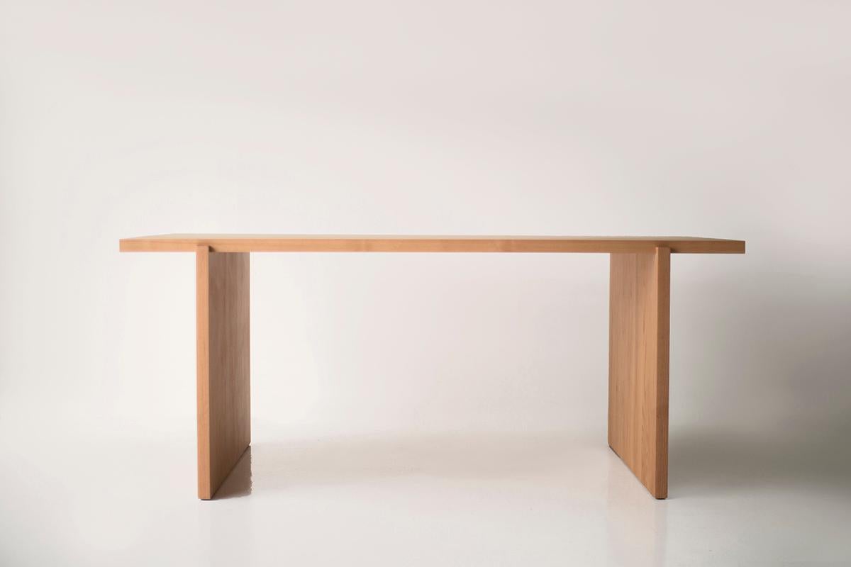 Américain Table Bertu, table de salle à manger moderne Rockefeller en bois clair en vente