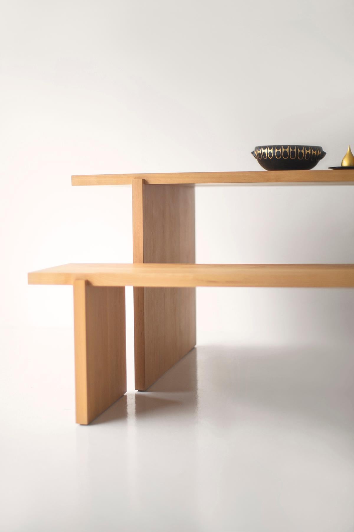 Bois Table Bertu, table de salle à manger moderne Rockefeller en bois clair en vente