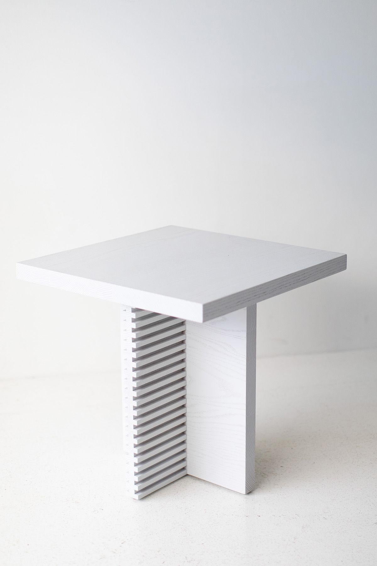 Hand-Crafted Bertu Tables, Cicely Wood Side Table, Modern, White For Sale