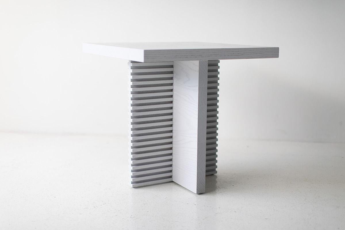 Bertu Tables, Cicely Wood Side Table, Modern, White For Sale 2