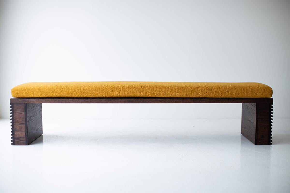 Modern Bertu Wood Bench, Oak Wood Bench, the Cicely Collection For Sale