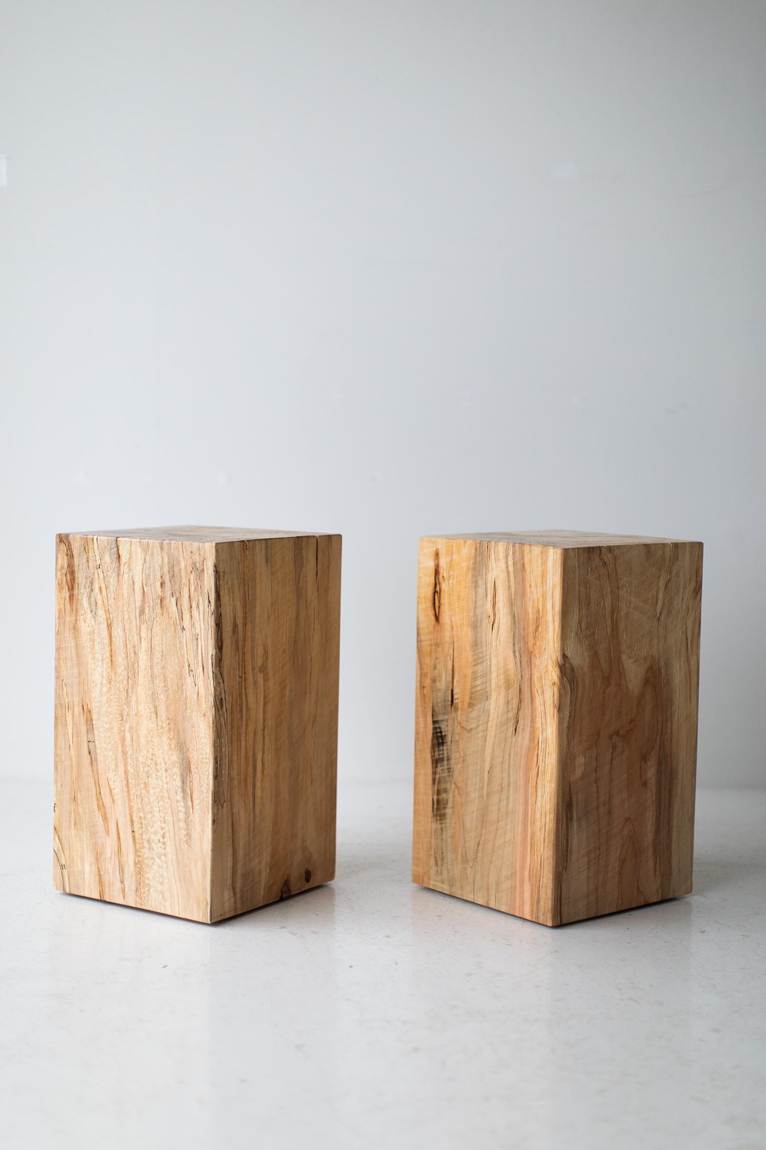 Contemporary Bertu Wood Side Tables, Square Side Table, Maple and Commercial Grade Finish For Sale