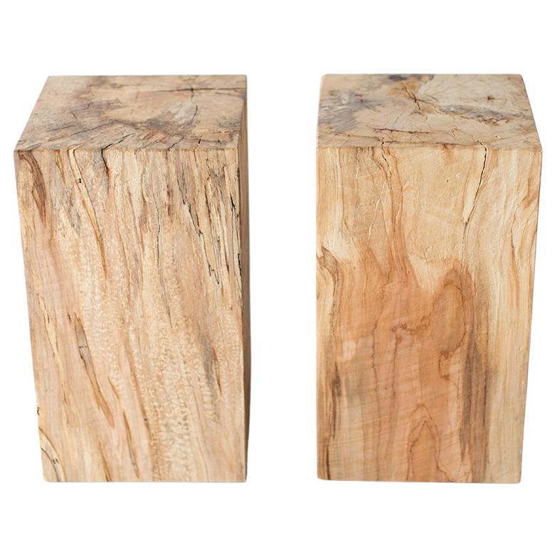 Bertu Wood Side Tables, Square Side Table, Maple and Commercial Grade Finish For Sale