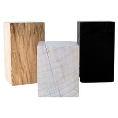 Bertu Wood Side Tables, White Black Natural Square Wood Side Tables