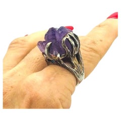 Beryl Amethyst Ring Purple Crystal Sterling Ring