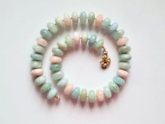 Collier d'aigue-marine et morganite béryl
