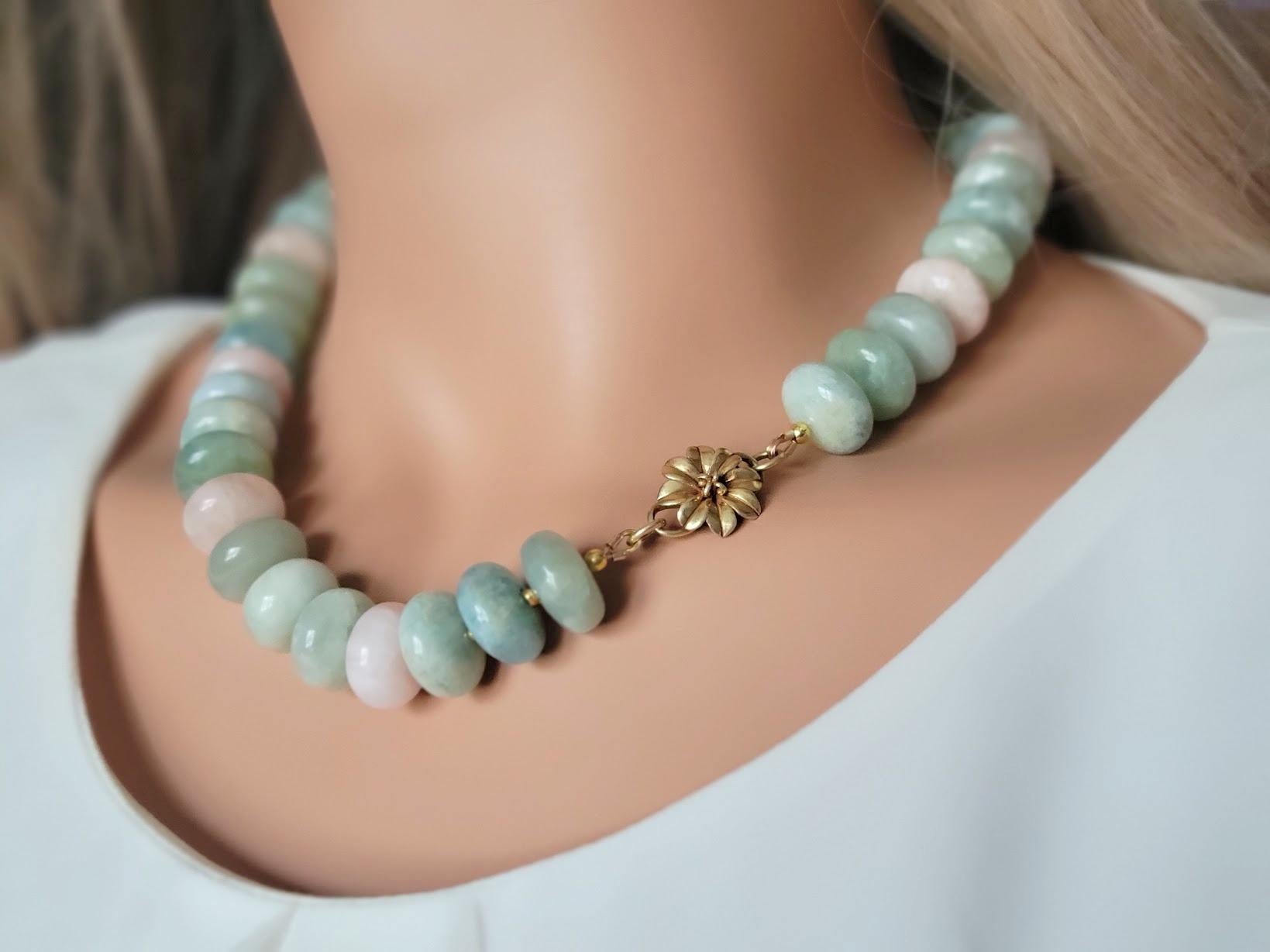Women's Beryl Aquamarine Morganite Necklace For Sale