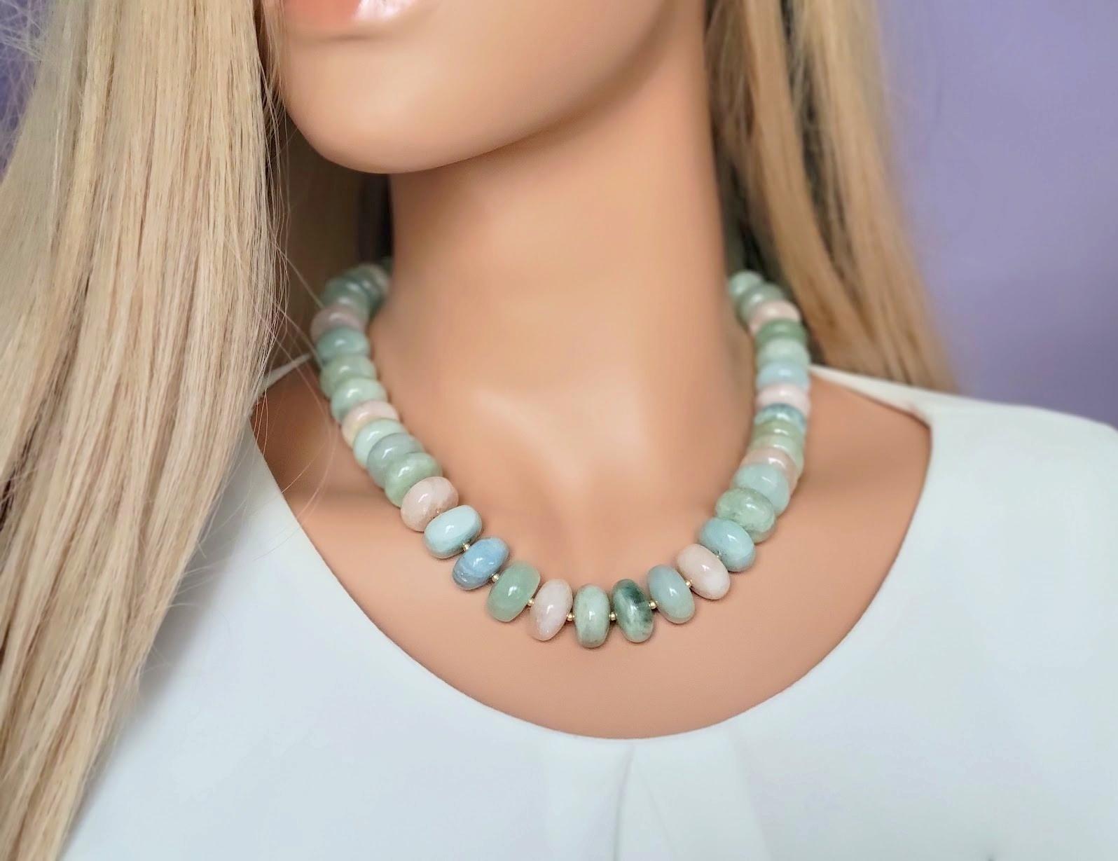 Beryl Aquamarine Morganite Necklace For Sale 2