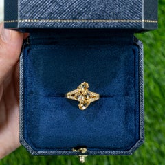 Beryl Bypass Ring Zircon Setting 1.75 Carats 24K Yellow Gold Plated Silver