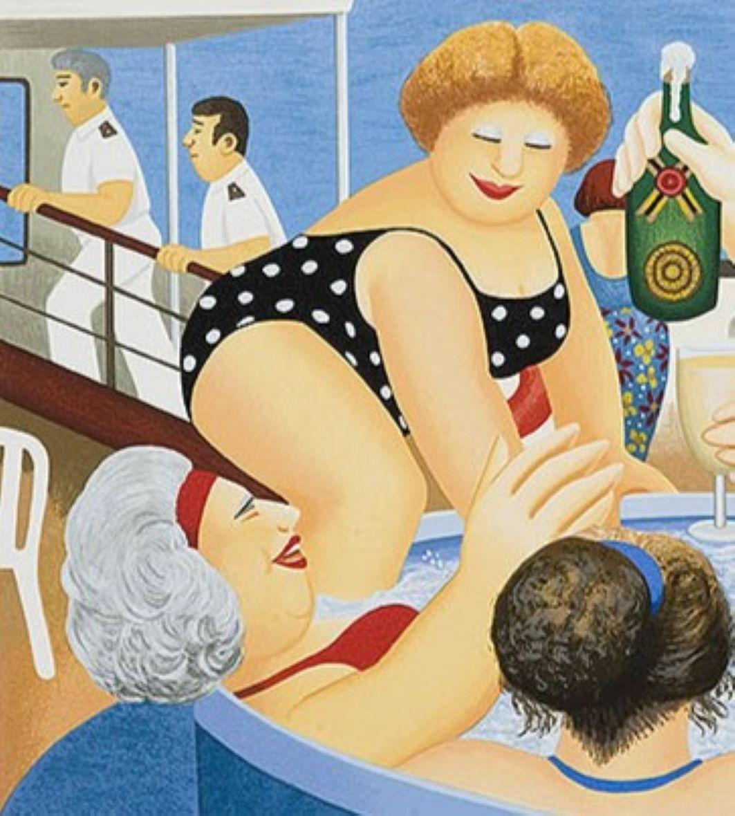 Crociera - Arte naïve, comica, colorata, arte popolare, vita quotidiana - Print Contemporaneo di Beryl Cook