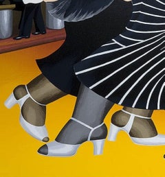 Dancing on the QE2 - Naïve art, comical, colourful, Folk art, everyday life