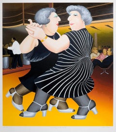 Dancing on the QE2 - Naïve art, comical, colourful, Folk art, everyday life