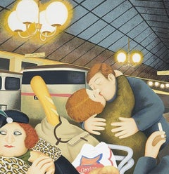 Gare du Nord - Naïve art, comical, colourful, Folk art, everyday life