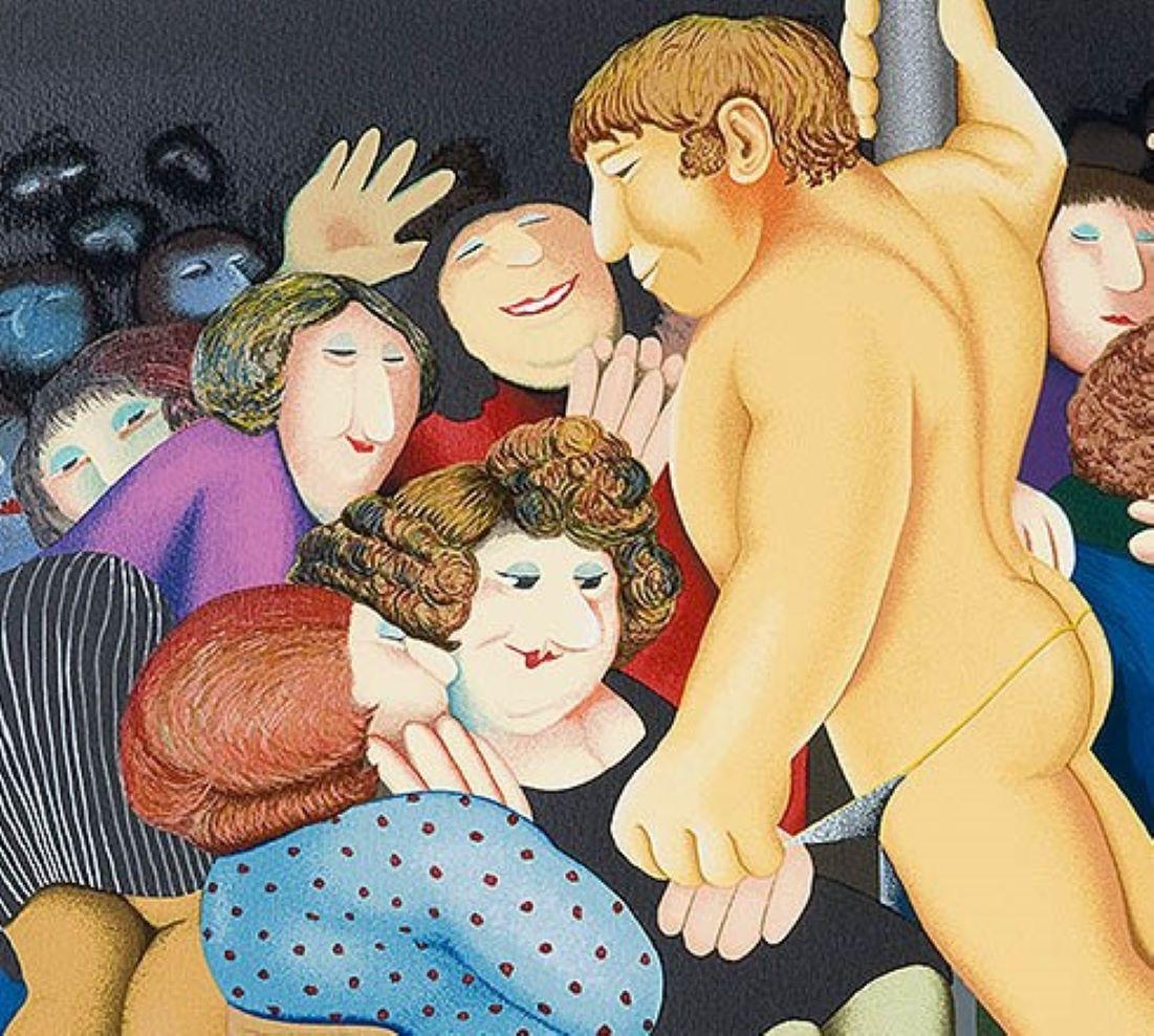 Ladies Night - Arte naïve, comica, colorata, arte popolare, vita quotidiana - Print di Beryl Cook