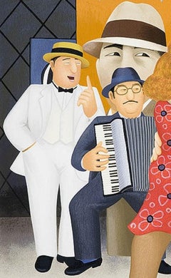 Tango Busking - Naïve art, comical, colourful, Folk art, everyday life