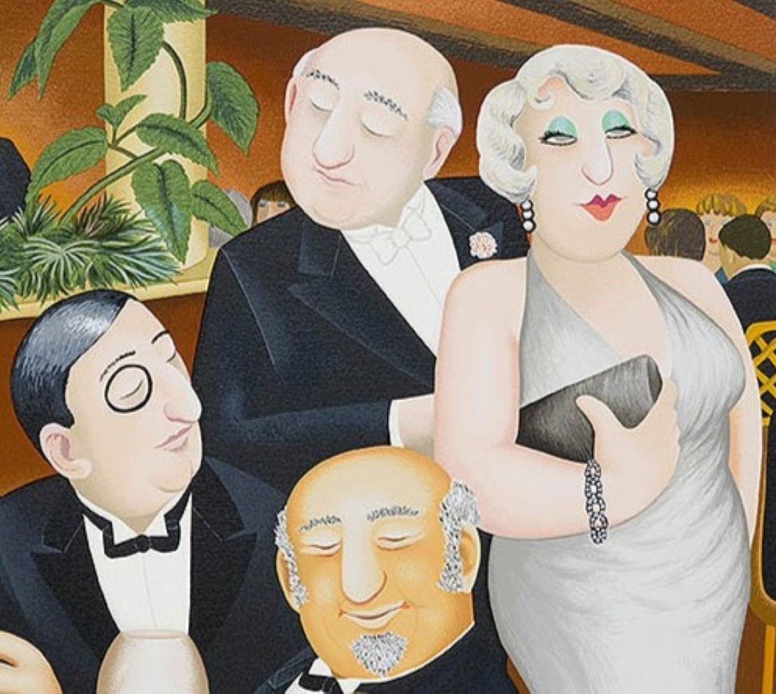 The Baron Entertains - Arte naïf, comica, colorata, arte popolare, vita quotidiana - Print di Beryl Cook