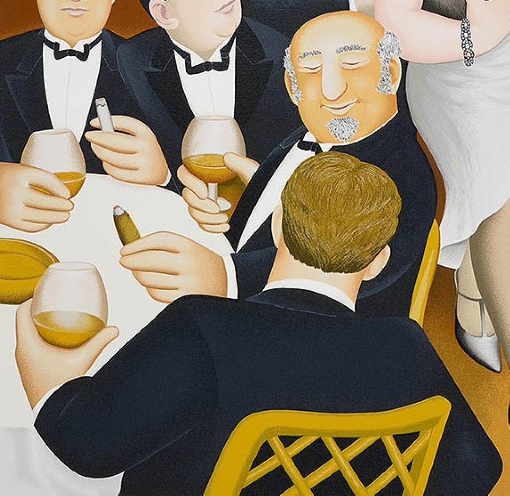 The Baron Entertains - Arte naïf, comica, colorata, arte popolare, vita quotidiana - Print Contemporaneo di Beryl Cook