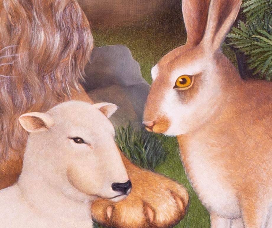 Großes Ölgemälde „Das friedliche Königreich“ von Beryl Cook, Britisch, naiv, Tiere 3