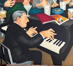 BIG OLIVES, LITTLE OLIVES Lithographie Klavier-Bar-Cocktails, Singen, britisches Humor