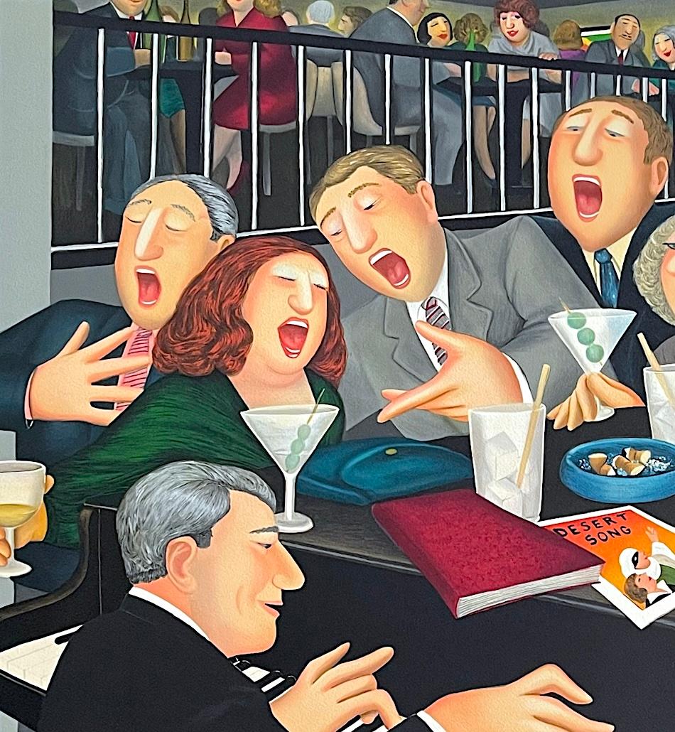 BIG OLIVES, LITTLE OLIVES Litografía Piano Bar Cócteles, Canto, Humor Británico - Print Contemporáneo de Beryl Cook