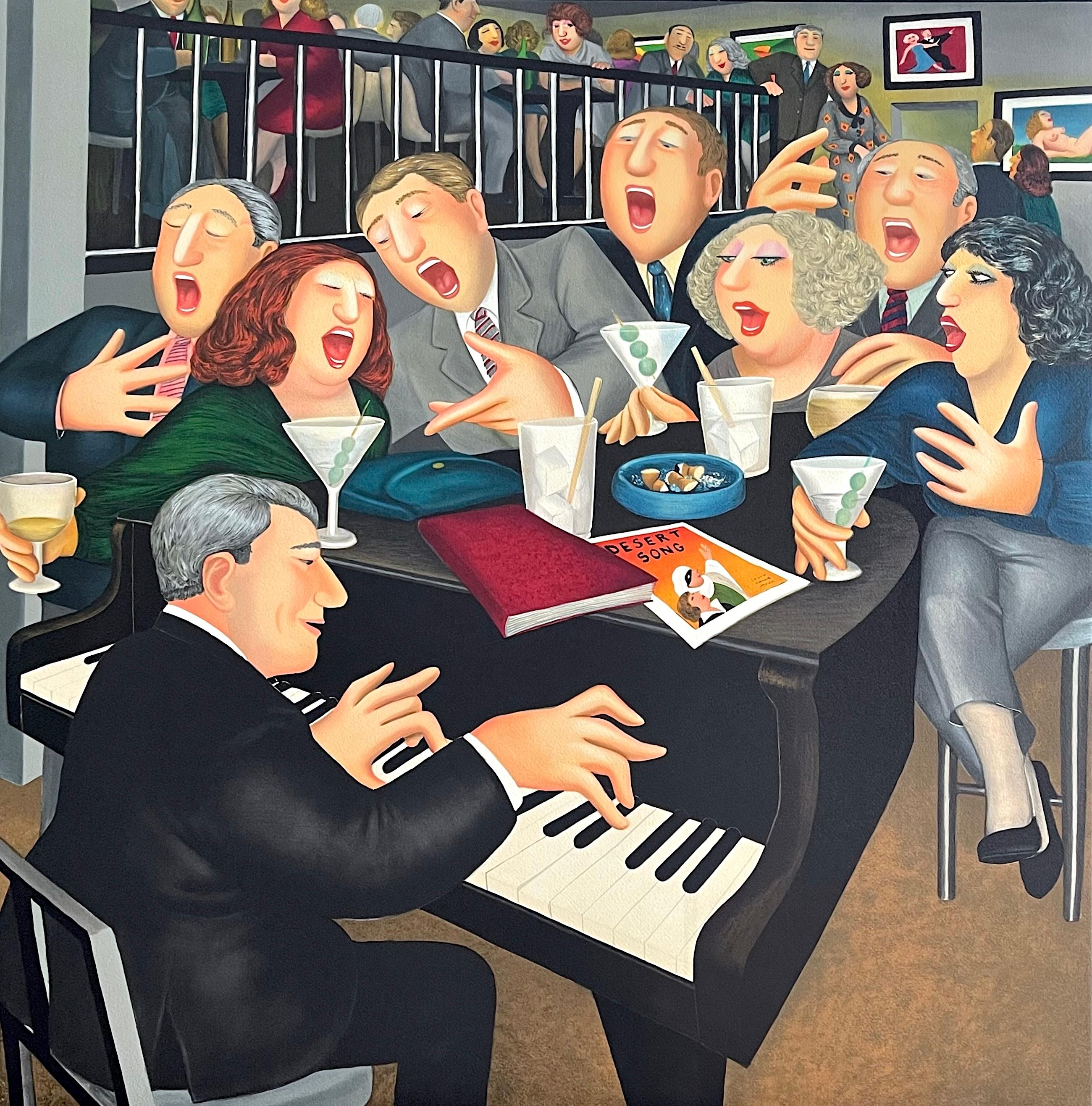 Portrait Print Beryl Cook - BIG OLIVES, LITTLE OLIVES Lithograph Cocktails, Singing, British Humor