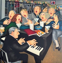 Beryl Cook - BIG OLIVES, LITTLE OLIVES Litografia Piano Bar Cocktail, canto, umorismo britannico BIG OLIVES, LITTLE OLIVES Litografia Piano Bar Cocktail, canto, umorismo britannico