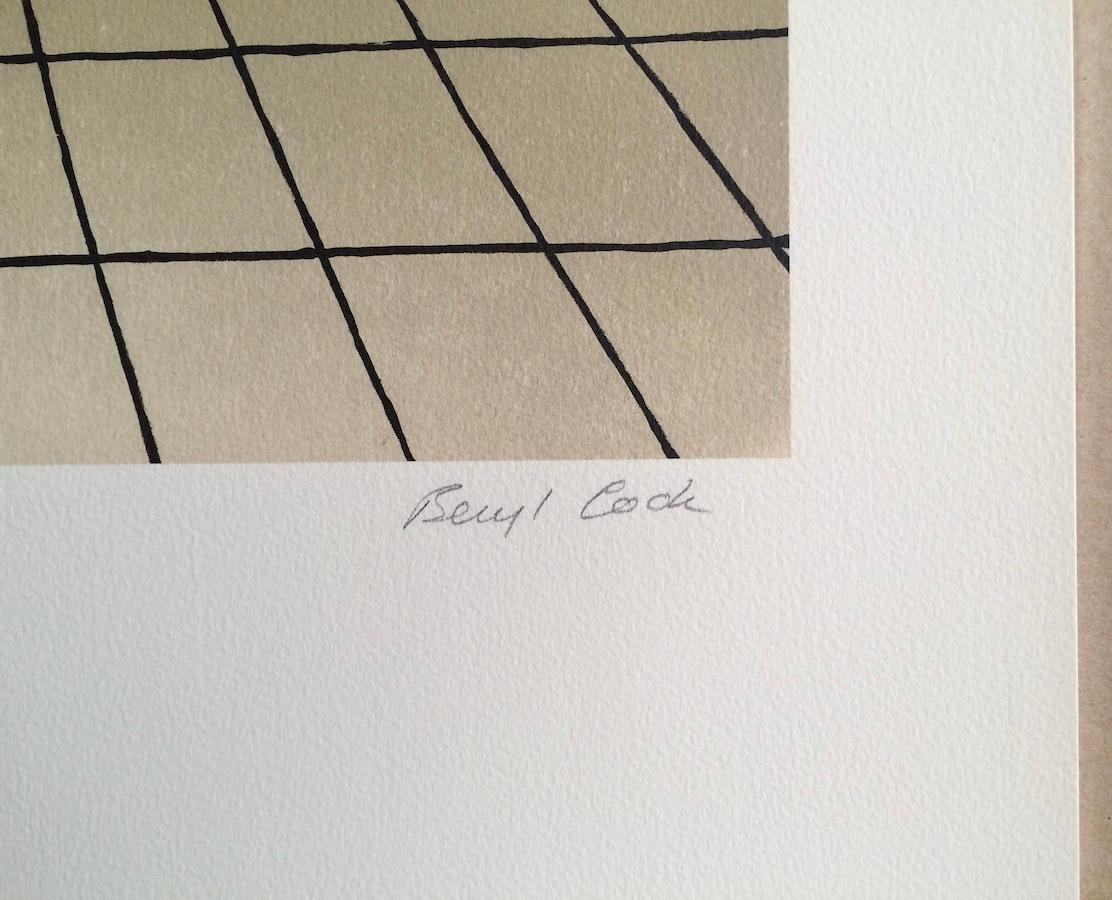 PERCY AT THE FRIDGE Litografia firmata, Gatto nero, Champagne, umorismo britannico in vendita 1