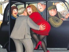 TAXI Signed Lithograph, Lady in Red, London Black Cab, British Humor