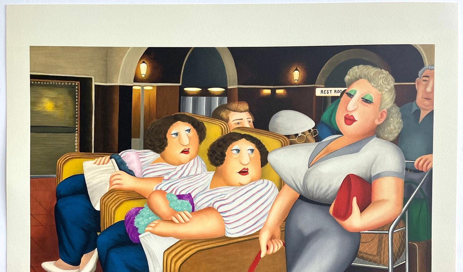 TWINS is a hand drawn, limited edition color lithograph by the well known and loved British artist and humorist, Beryl Cook(1926-2008). TWINS was printed using traditional hand lithography techniques on archival Arches paper, 100% acid free. TWINS