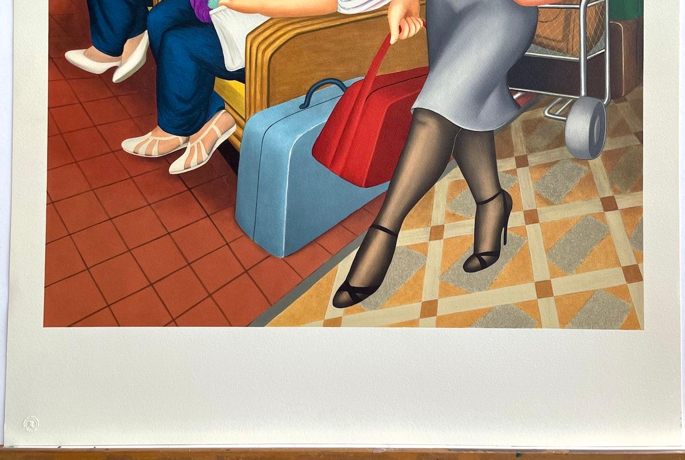 TWINS Color Lithograph, Passengers Waiting, Double Entendre, British Humor For Sale 1
