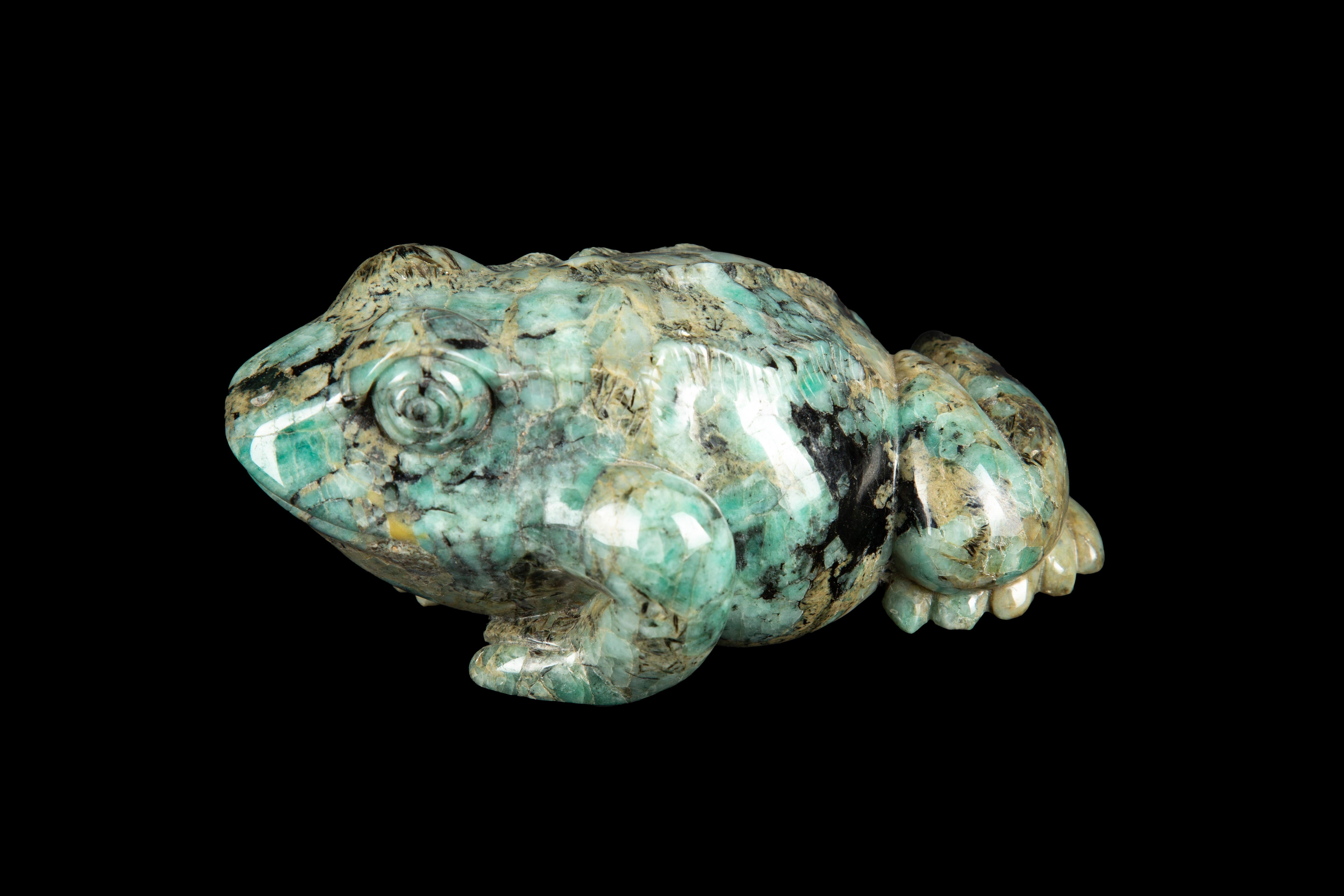 Carved Beryl Emerald Frog