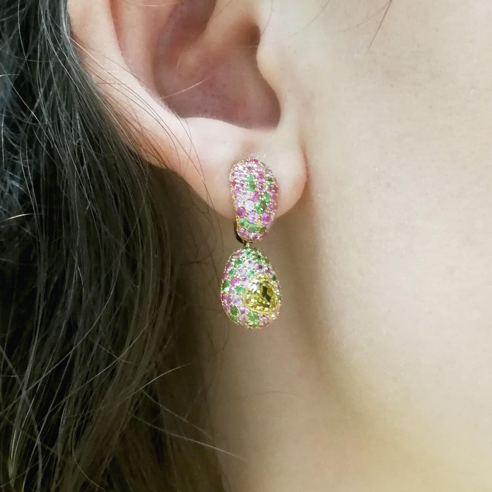 Beryl Pink Sapphires Tsavorites Yellow 18 Karat Gold Riviera Suite 1