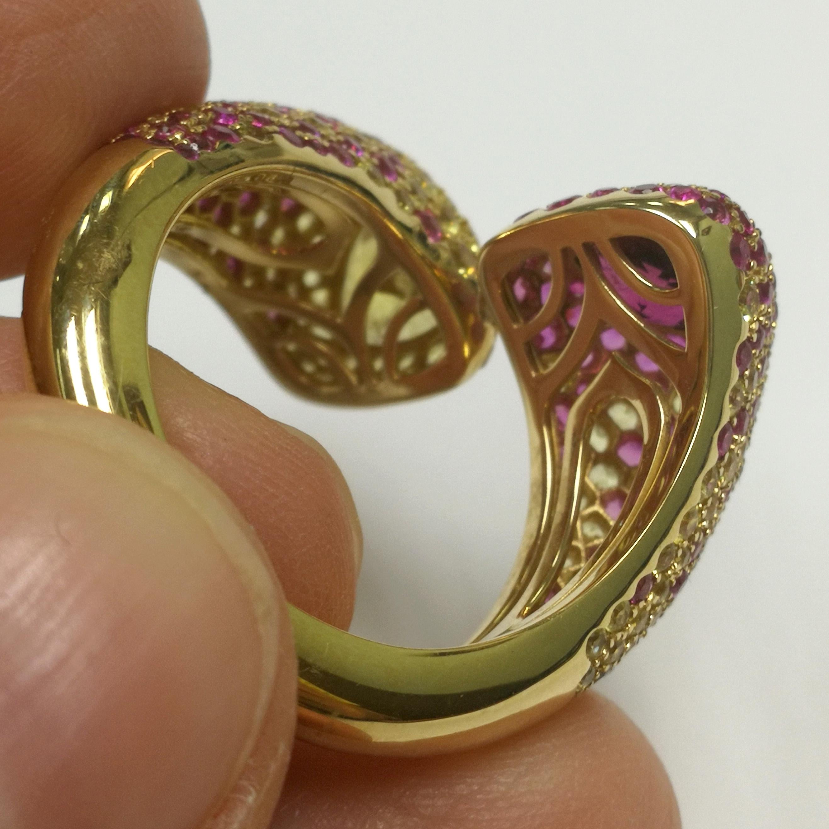 Anillo Riviera Berilo Turmalina Rosa Amarillo Zafiros Rosas Oro 18 Kilates 1