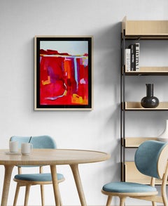 Canyon Falls, Original Signed Colorful Fauvism Landscape Oil on Paper