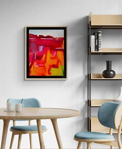 Red Canyon, Original Signed Colorful Fauvism Landscape Oil on Paper