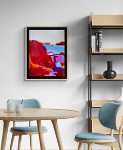 Shoreline Cliff Walk, Original Signed Colorful Fauvism Landscape Oil on Paper