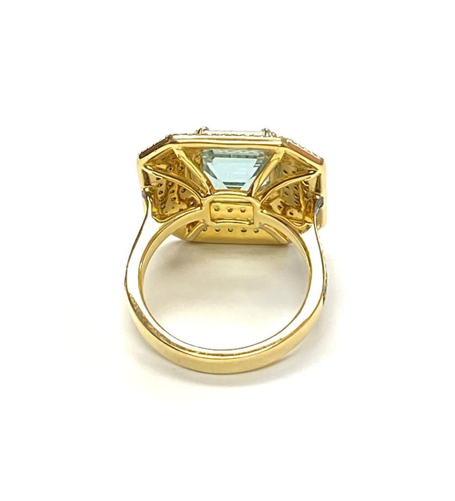 Goshwara Octagon Beryl, Tsavorite and Diamond Pave Ring 6