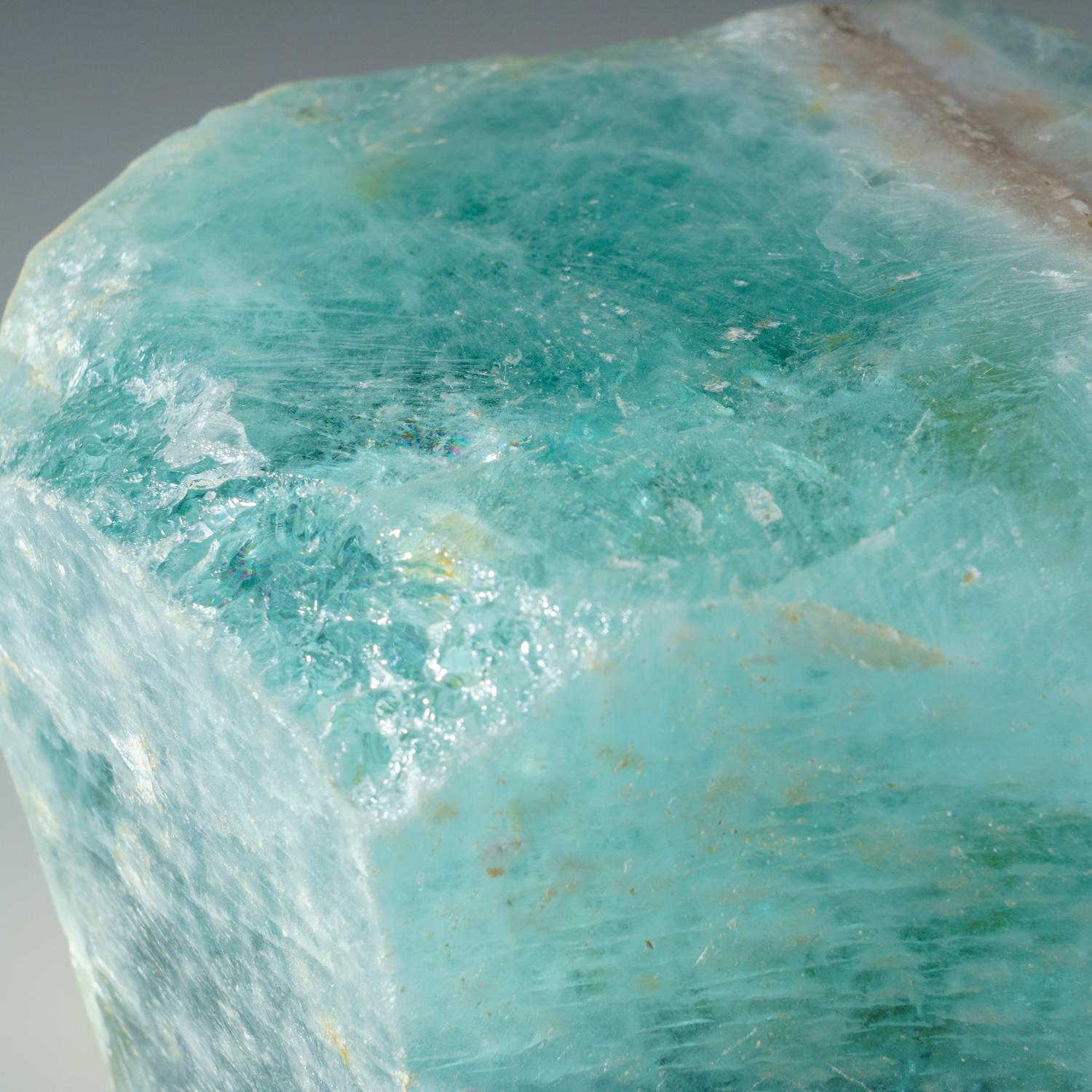 From Linópolis, Divino das Laranjeiras, Minas Gerais, Brazil

Museum quality, large partial crystal of lustrous transparent-to-translucent aquamarine, the blue gem variety of the mineral species beryl, with internal sections that are gemmy and could