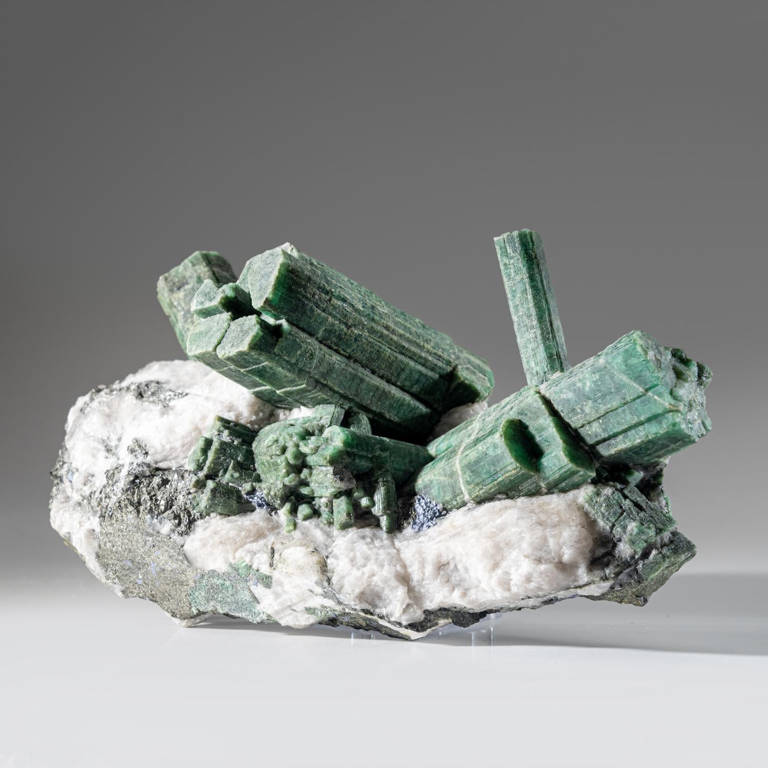 Contemporary Beryl var. Emerald on Quartz Biotite from Socoto, Bahia, Brazil For Sale