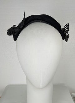 Bes Ben Velvet Mask Hat with Cut Steel Butterflies