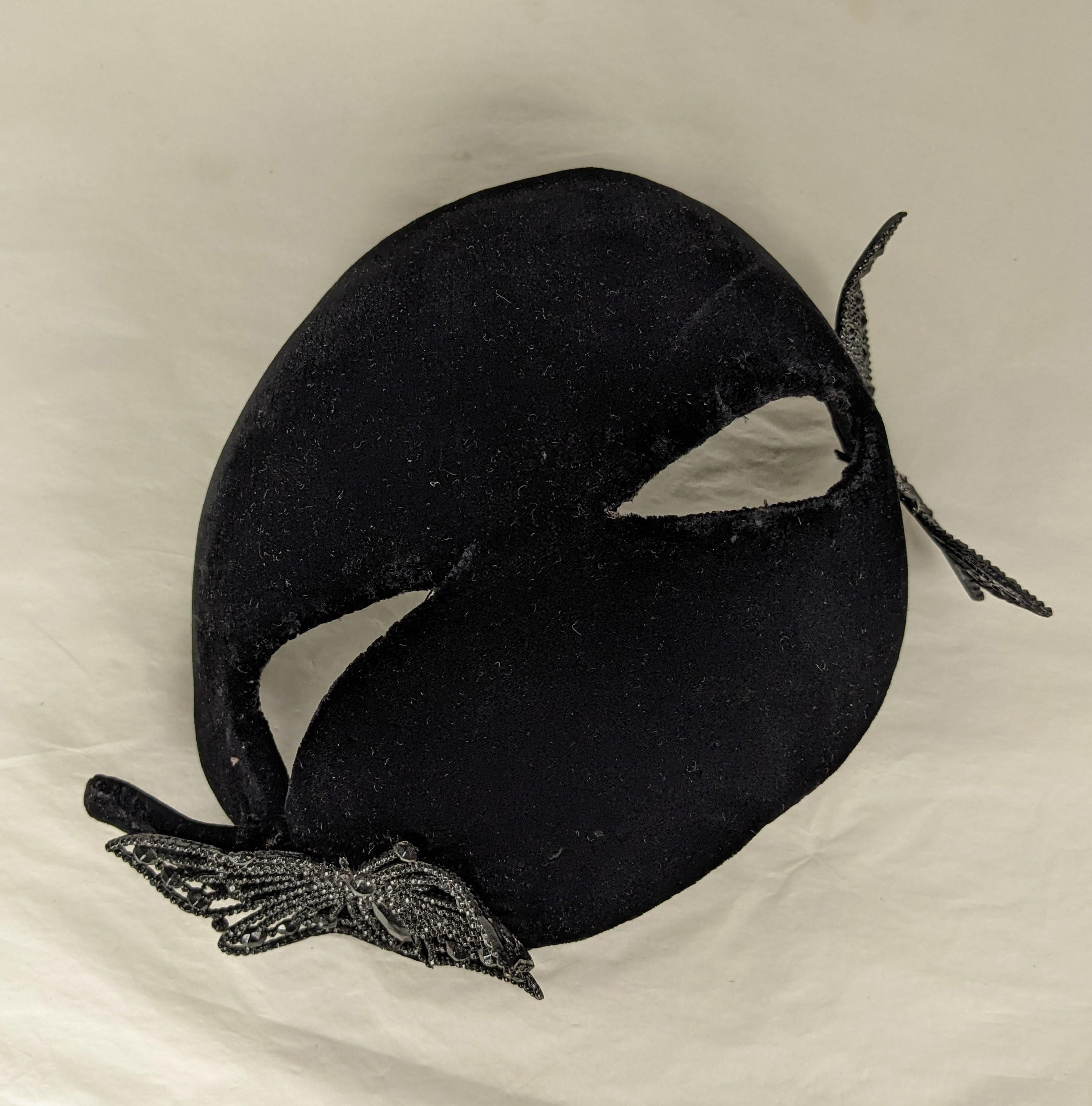 Bes Ben Velvet Mask Hat with Cut Steel Butterflies For Sale 4