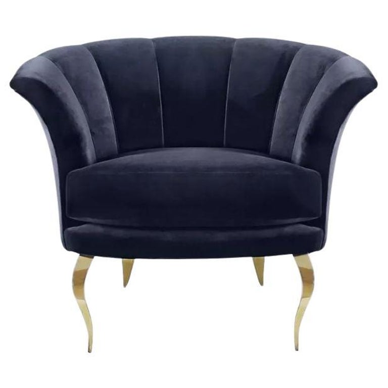 Velvet Chair Brass Legs 17 For Sale on 1stDibs lounge chair