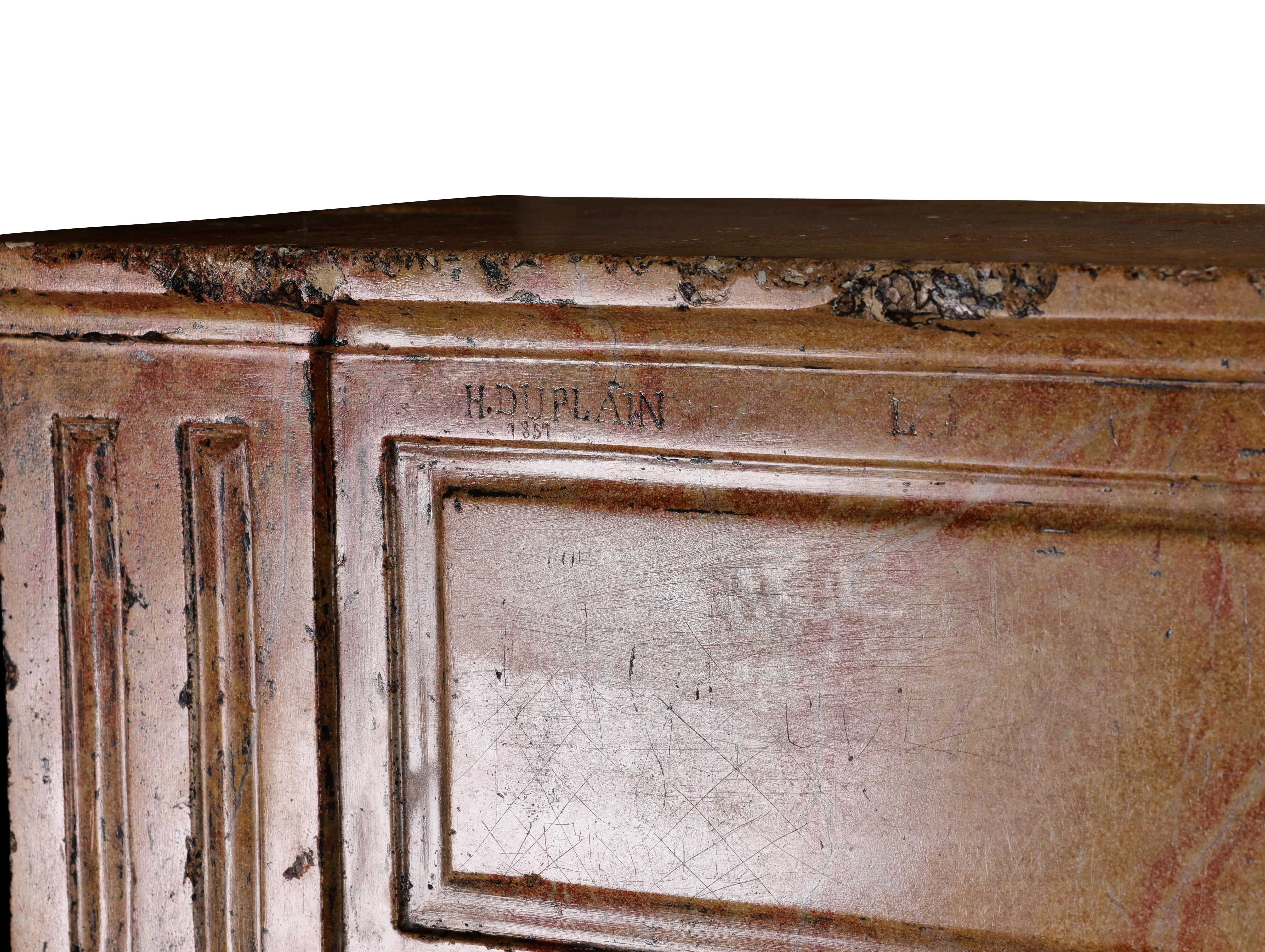 Repisa de chimenea Besancenot Vino Beaune Segundo Imperio Firmado H. Duplain 1857 en venta 7