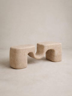 Besho One Of a Kind Bench in Travertine Stone by Andres Monnier