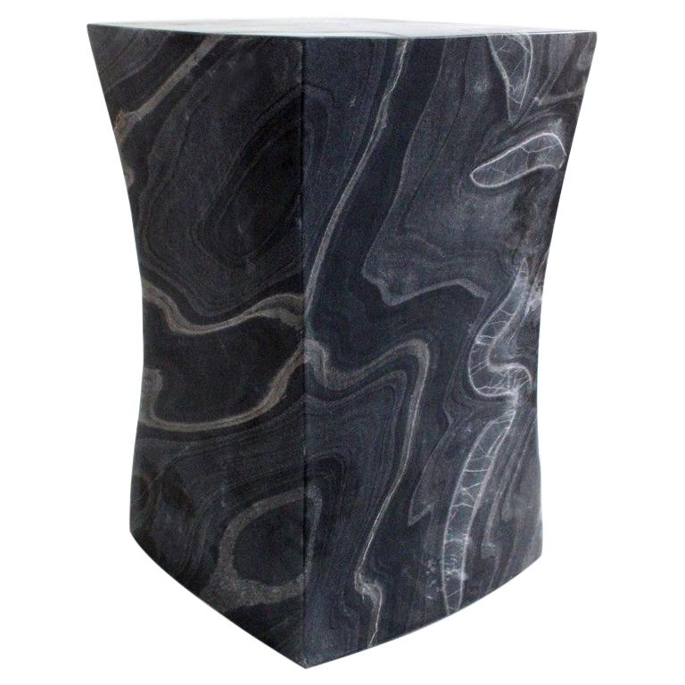 Jour Block Table in Black Marble by Paul Mathieu for Stephanie Odegard For Sale