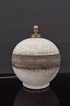 Besnard-Style Round Ceramic Lamp, France, circa 1930