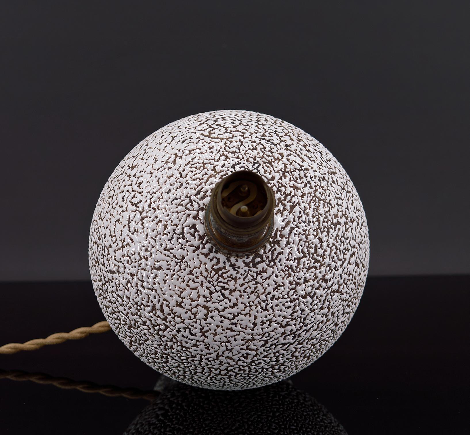 Besnard-style White and Brown Ceramic Lamp, France, circa 1930 1